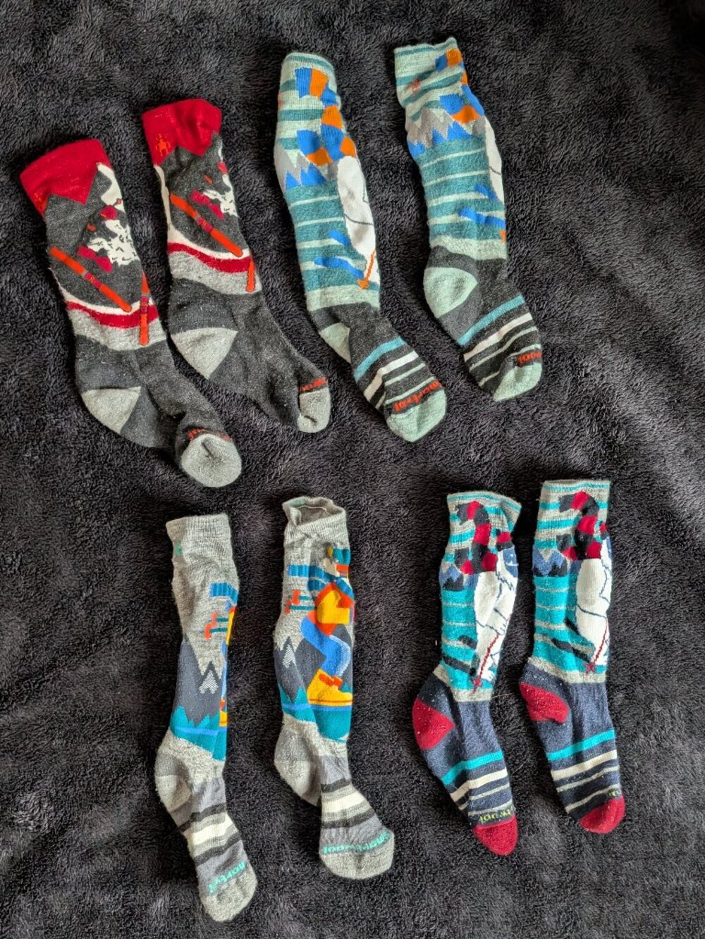 Lot of 4 Smartwool Ski Socks Kids M
